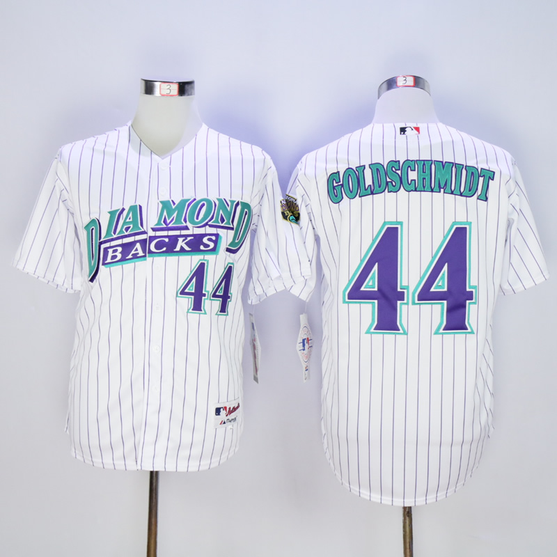 Men Arizona Diamondback 44 Goldschmidt White Stripe MLB Jerseys